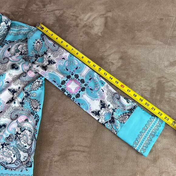 Rachel Zoe Satin Blouse Long-Sleeve Button-Down Paisley Print - Picture 13 of 13